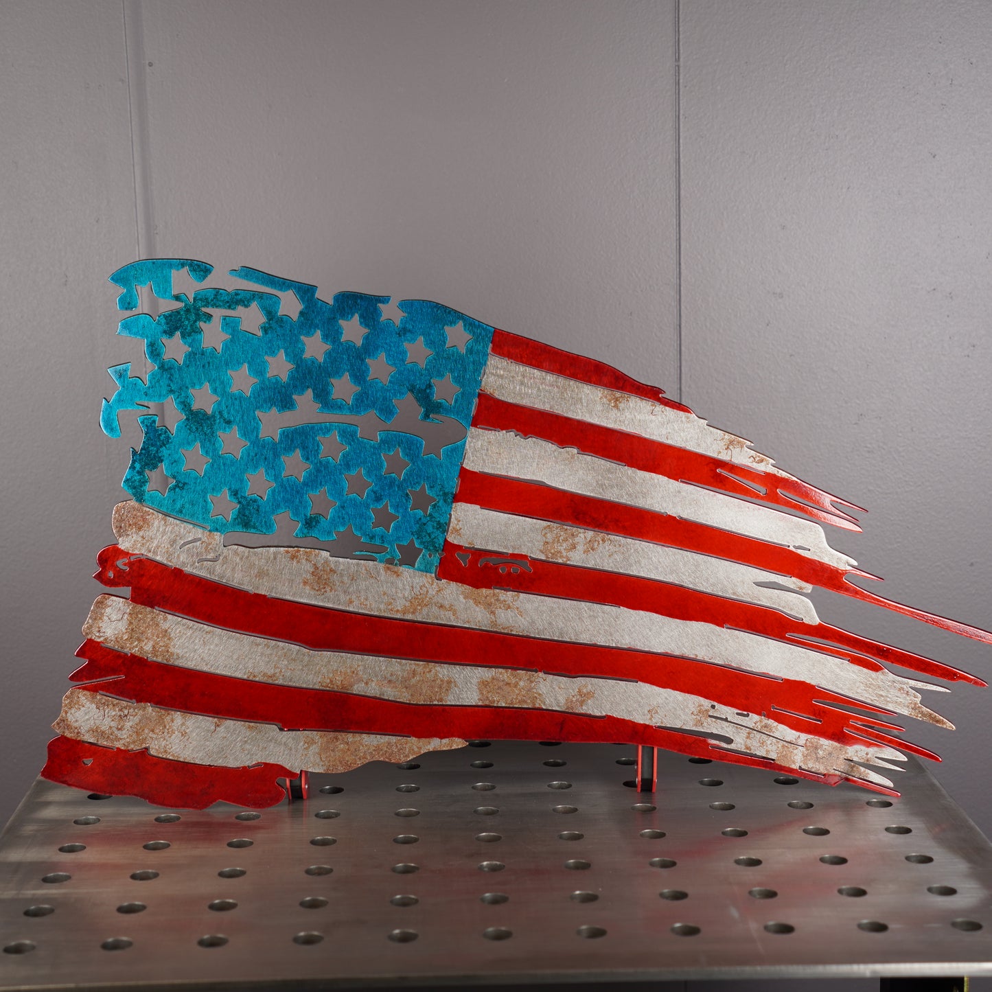 Tattered American Flag Sign