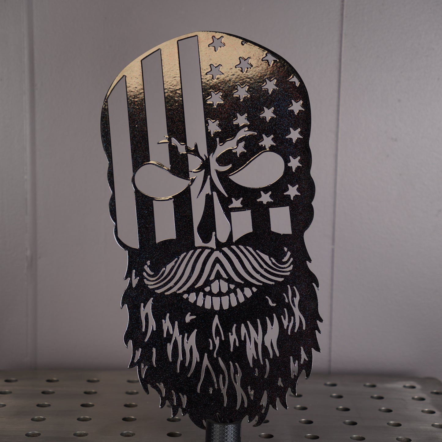 Bearded Skull with Flag Sign