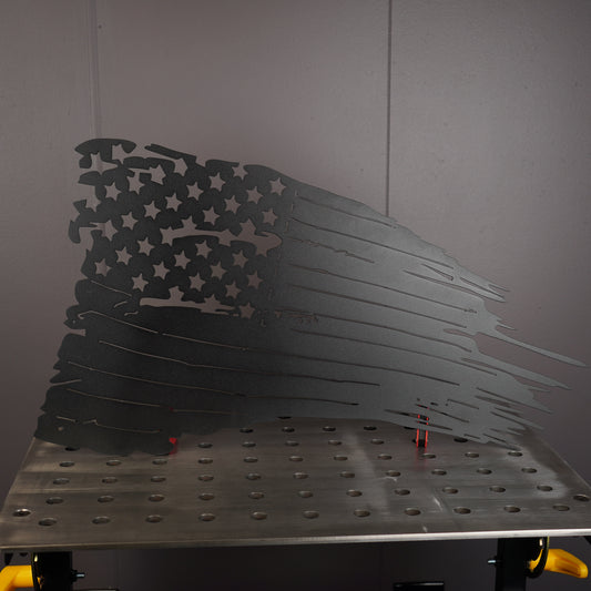 Tattered American Flag Sign